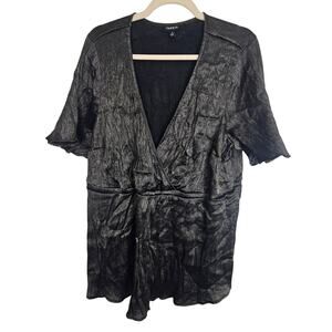 Torrid Womens Surplice Babydoll Top Plus Size 4X Gray Metallic Shiny Going Out